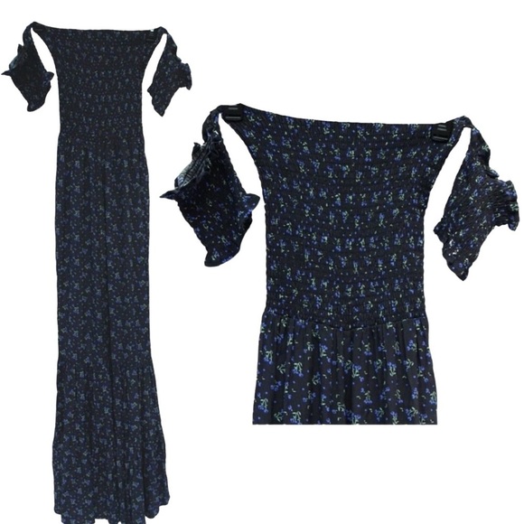 NWT Olivaceous Black Floral Ruched Jumpsuit Small - Picture 10 of 10